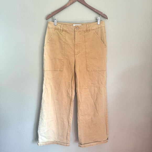 Backcountry Stoic Venture Embroidered Pocket Wide Leg Pants Tan Size 12 - Picture 2 of 8